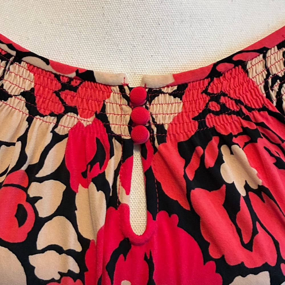 🌸🖤 The Limited Pink & Black Floral Blouse Size XS Stretch Knit Top - Picture 4 of 11
